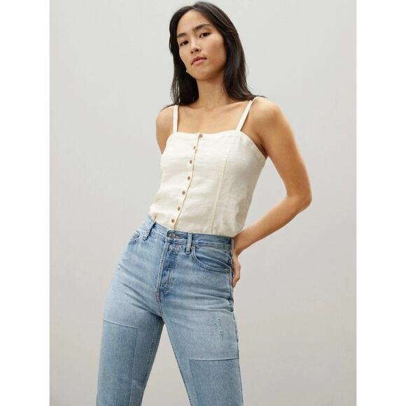 Everlane Tops - EVERLANE The Linen Picnic Top Womens 2 Cream Button Front Spaghetti Strap NEW